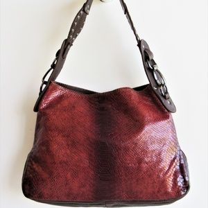 Carla Mancini Cognac Snakeskin Leather Lg Hobo Bag
